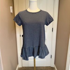 Caslon Navy and White Striped Top